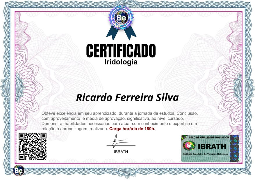 FOTO DA FORMAÇÃO EM IRIDOLOGIA DO TERAPEUTA RICARDO SILVA.